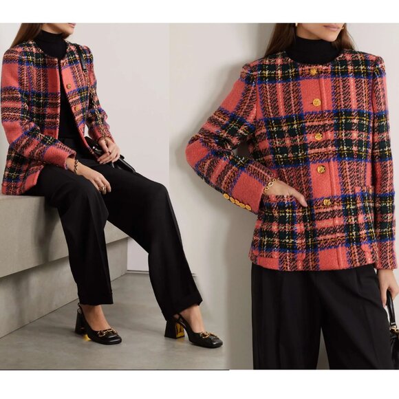 GUCCI JACKET WOOL TARTAN CHECK BOUCLE BLAZER - Picture 5 of 16